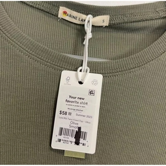 Marine Layer Short Sleeve Tee Womens Small Olive Green Lexi Twist Front Top NWT - Picture 3 of 8